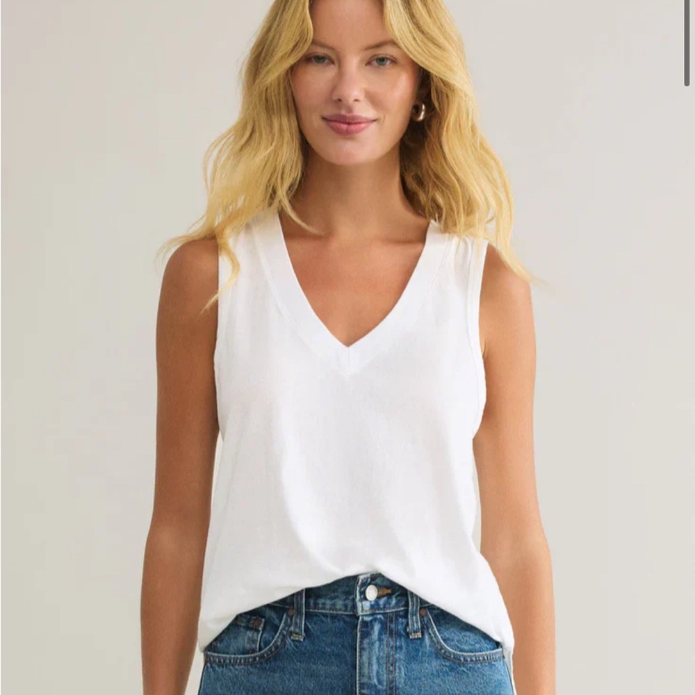 Z Supply Californian White V-Neck Tank Top